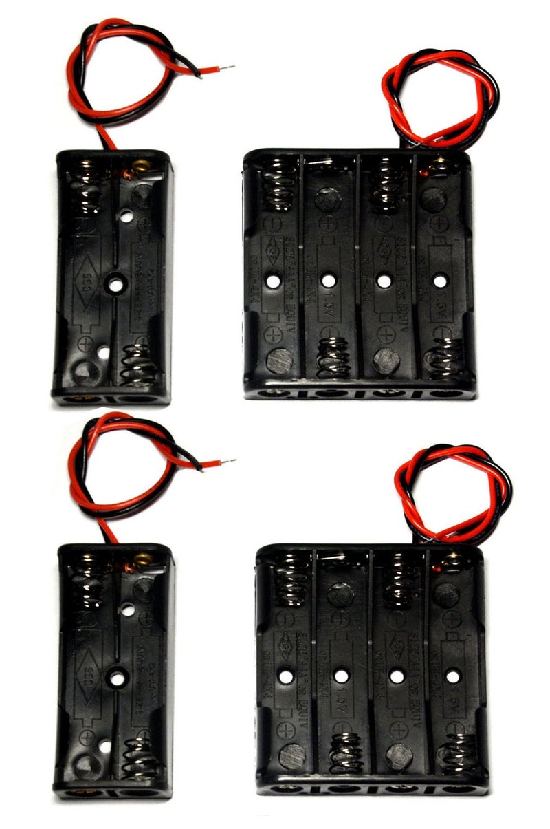 LampVPath (Pack of 4 2Pcs 2 X 1.5V 2 AAA Battery Holder with Wires, 2Pcs 4 X 1.5V 4 AAA Battery Holder with Leads - Image 1